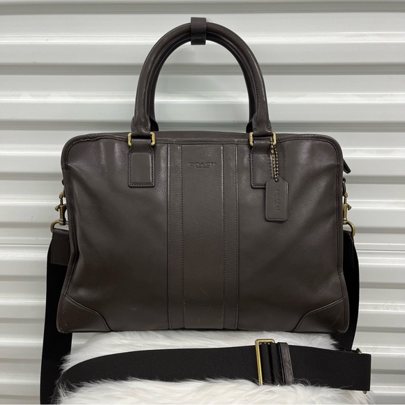 COACH Brown Leather Metro Metropolitan Messenger Laptop Work Satchel - Picture 1 of 11